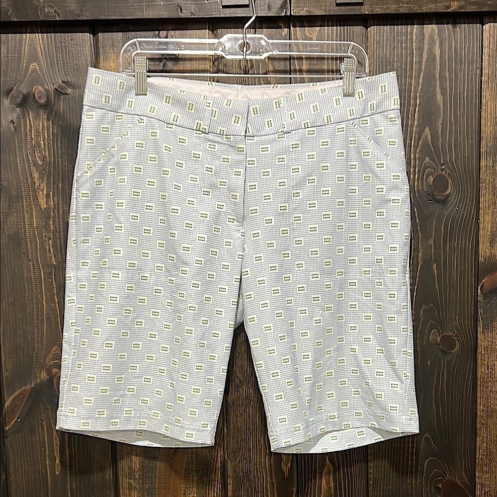 Peter Millar Wicking Blue Bermuda Golf Shorts‎ 12 Geometric Performance Preppy